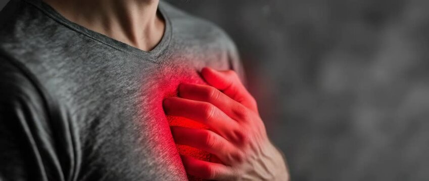 A man with a heart attack and heart discomfort