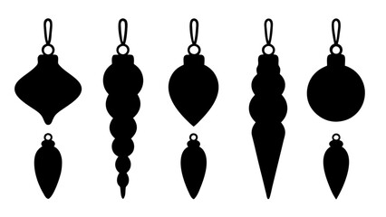 Set of christmas bulb silhouette vector art