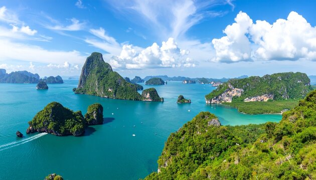 Breathtaking Views of Phang Nga Bay, Thailand from High Vantage