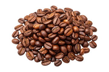 Fototapeta premium Roasted coffee beans pile isolated on transparent background