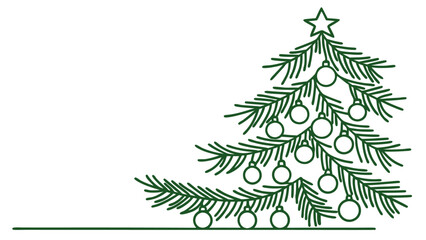 Green christmas tree line art style vector illustration
