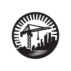 crane vector silhouette clip art logo design illustration. crane collections for construction works