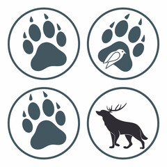 Fototapeta premium four iconic symbols of different creatures 