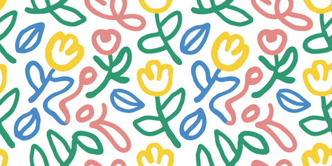 Floral Patterns with Vivid Colors: Abstract floral pattern, created with vivid color, a fresh design that captures the essence of spring, and perfect for various creative projects. 