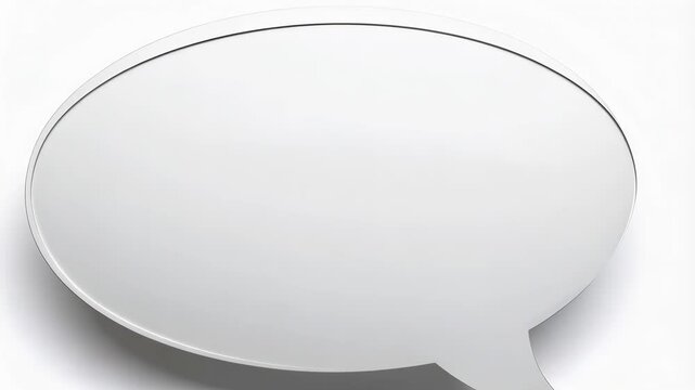 Minimalist White Speech Bubble Cutout on Clean White Background, Simple Communication Concept Ready for Text, Placeholder for Words, Simple message design element