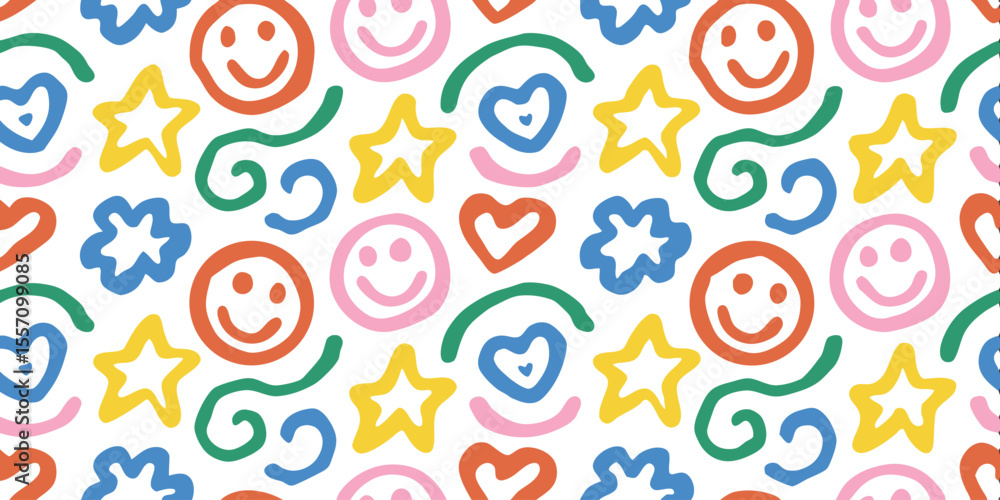 Poster playful graphic pattern: this captivating background features hand-drawn style design elements like 