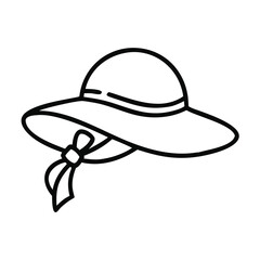 Women's Summer Hat Outline Icon - Fashion & Vacation Accessory Symbol