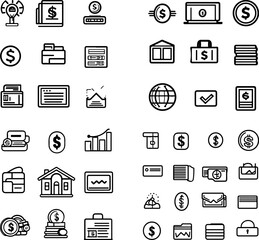 dollar icons money currency dollar symbol financial banknote cash payment transaction wealth dollar sign finance economy banking dollar coin U.S. dollar dollar note cash flow investme