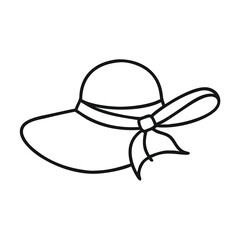 Women's Summer Hat Outline Icon - Fashion & Vacation Accessory Symbol