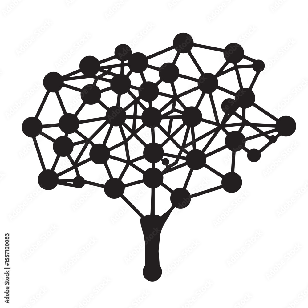 Poster abstract black tree representing connectivity technology networks and artificial intelligence design