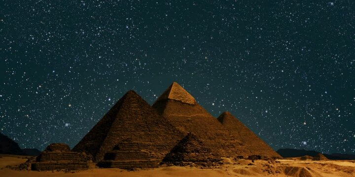 pyramids in the night space background with stars
