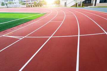 Red runway on the school playground