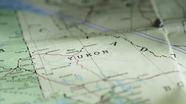 Road Map geography of North America USA and Canada border CLOSE-UP slide