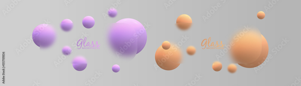 Aufkleber Minimalist glassmorphism background with soft translucent circles in pastel colors. Futuristic and elegant abstract design for web, banners, or UI elements.

