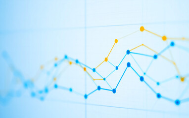 Abstract data visualization with connected dots and lines on a light blue background