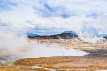 Namafjal Hverir geothermal sulfur field on northern Iceland