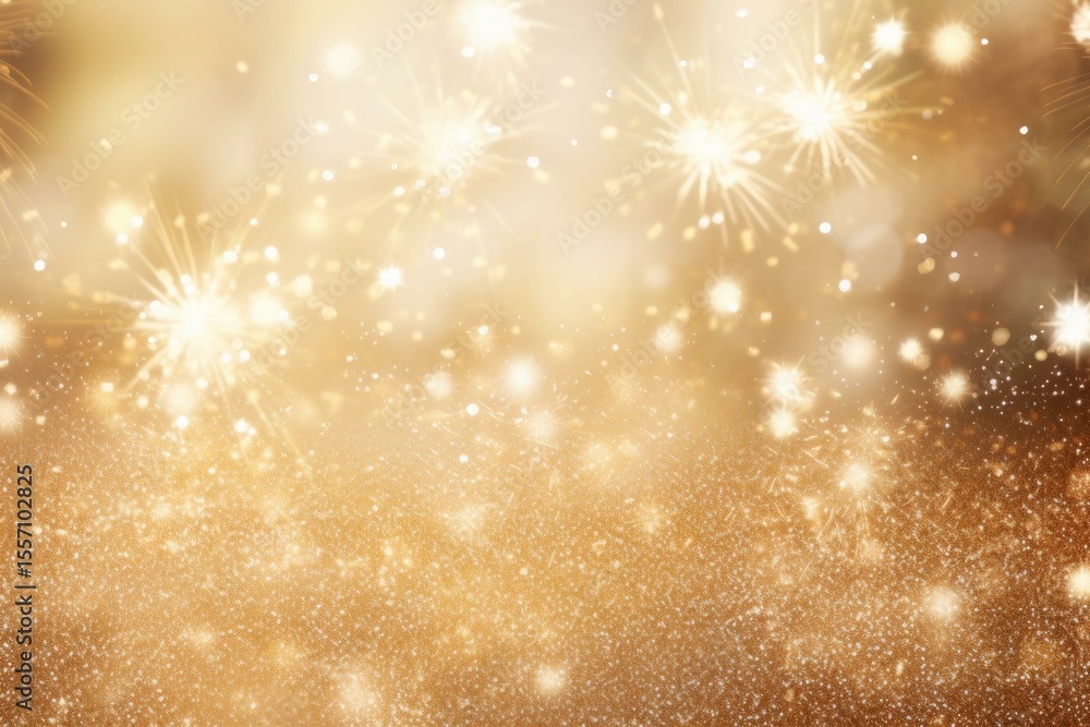 Poster golden fireworks exploding over a sparkling background creating a festive atmosphere, perfect for ne