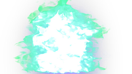 An abstract rendering showcases vibrant green and white ethereal flames against a solid black background, evoking mystery.
