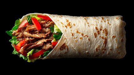 Wrap sandwich filled with juicy meat and fresh vegetables / たっぷり野菜とジューシーな肉を包んだラップサンド