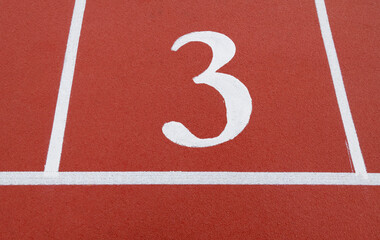 Number 3 on running track