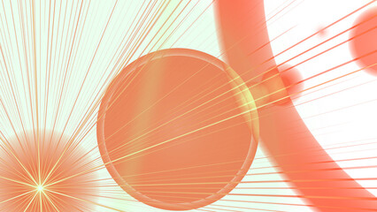 Golden orb and radiant rays create an abstract composition, ideal for futuristic design and modern artistic concepts with dynamic flare.