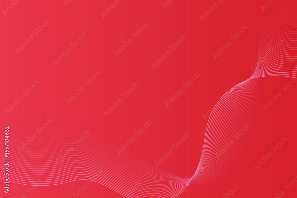 Poster abstract red background with delicate white flowing lines creating a gentle wave pattern