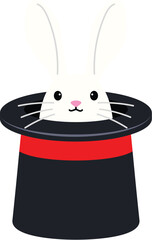 Rabbit in a Magic Hat for magician show, illusion trick, circus show, entertainment show illustration