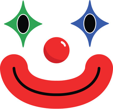 smile clown face, funny makeup for party, clown character illustration