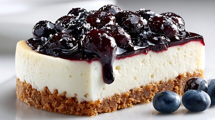 Rich cheesecake with sweet-tart blueberry topping / 濃厚チーズと甘酸っぱいブルーベリーが奏でる絶品ケーキ