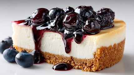 Rich cheesecake with sweet-tart blueberry topping / 濃厚チーズと甘酸っぱいブルーベリーが奏でる絶品ケーキ