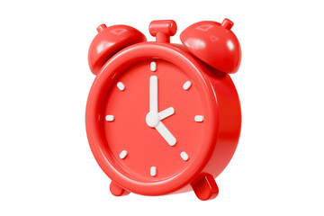 3d Red Classic Alarm clock icon. Minimal cartoon red reminder watch twin bell isolated on white transparent white background. Time management concept. awake morning timer watch reminder. 3d render.