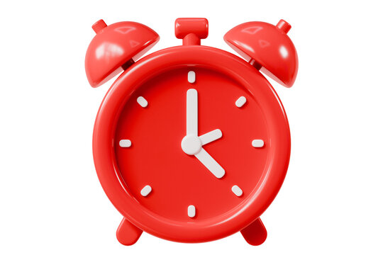 3d Red Classic Alarm clock icon. Minimal cartoon red reminder watch twin bell isolated on white transparent white background. Time management concept. awake morning timer watch reminder. 3d render.