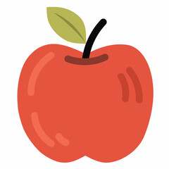 Red apple icon with flat hand-drawn style, ideal for autumn harvest and organic food themes.