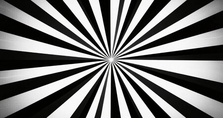 Black and White Hypnotic Burst, Geometric Retro Optical Art Background


