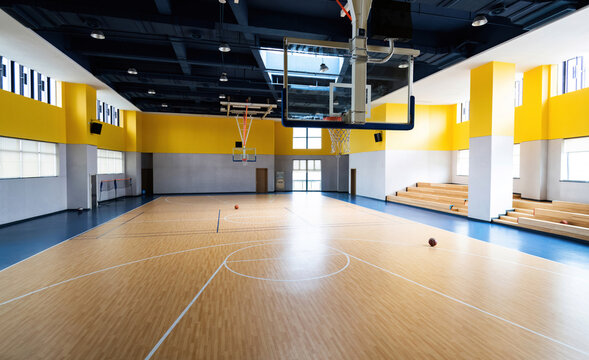 Indoor basketball court of the school