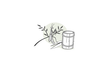 simple bamboo pencil holder thin icon