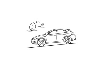 simple car thin black stroke icon