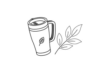 simple reusable coffee mug icon office