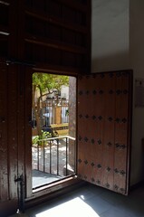 Entrance to the Santisimo Cristo de la Expiracion Church, Orgiva, Alpujarras of Granada, Andalusia, Spain.