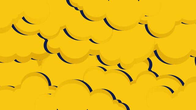 yellow clouds with comic retro theme for transition or opening video, trendy transition, 4K animation.