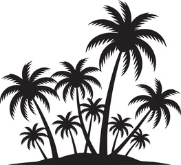 Black Silhouette of Tropical Palm Trees on an Island Serene Vacation Spot Inspiring Thoughts of Summer Fun and Relaxation