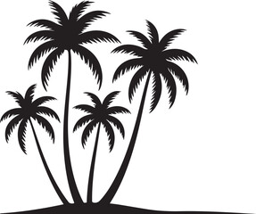Tropical Island Paradise A Silhouette of Palm Trees Against a Clear Sky Evokes Relaxation and Summer Vacation Vibes