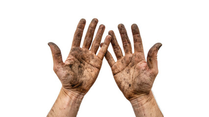 dirty man hands isolated on transparent background