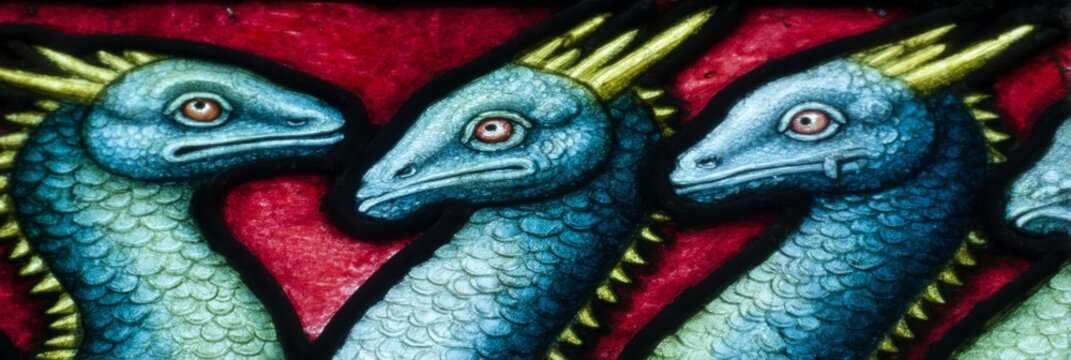 Enchanted medieval dragon tapestry, vibrant mythology tapestry, scales glinting, echoing Beowulf legends, perfect for World Dragon Day