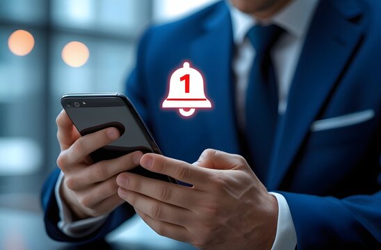 businessman holding smartphone