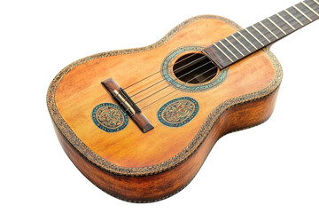 Detailed Baroque Style Vihuela Guitar Stringed Instrument Wood Craftwork Intricate Design Music