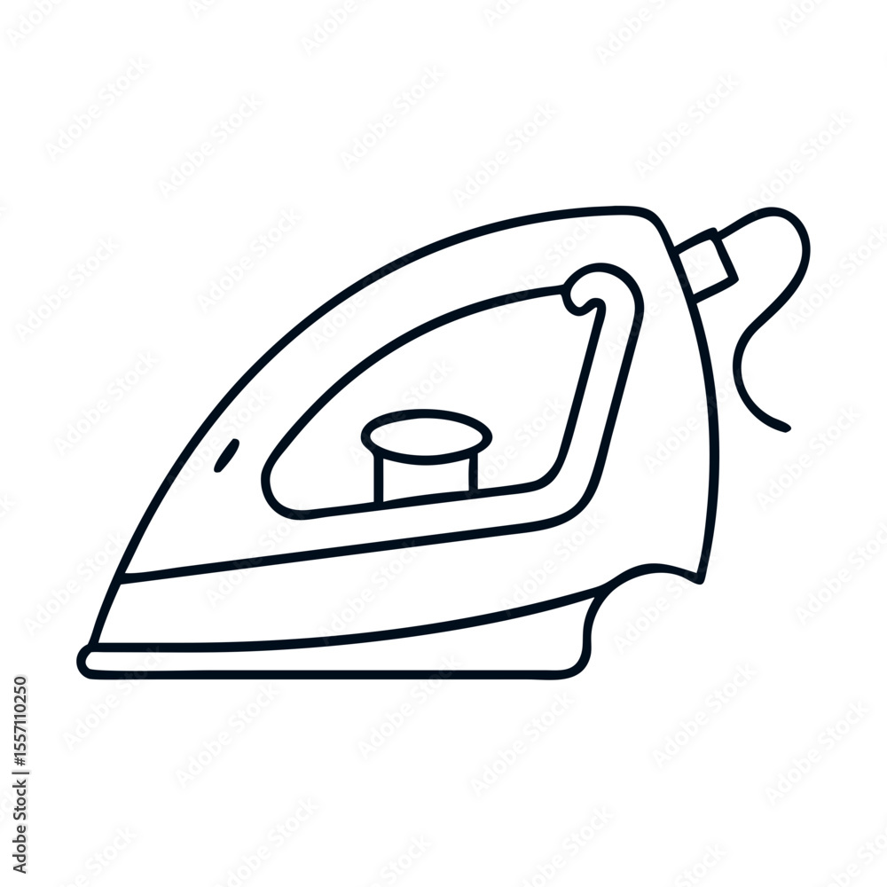 Poster simple iron icon design, perfect for laundry apps or ironing board instructions. this line art illus