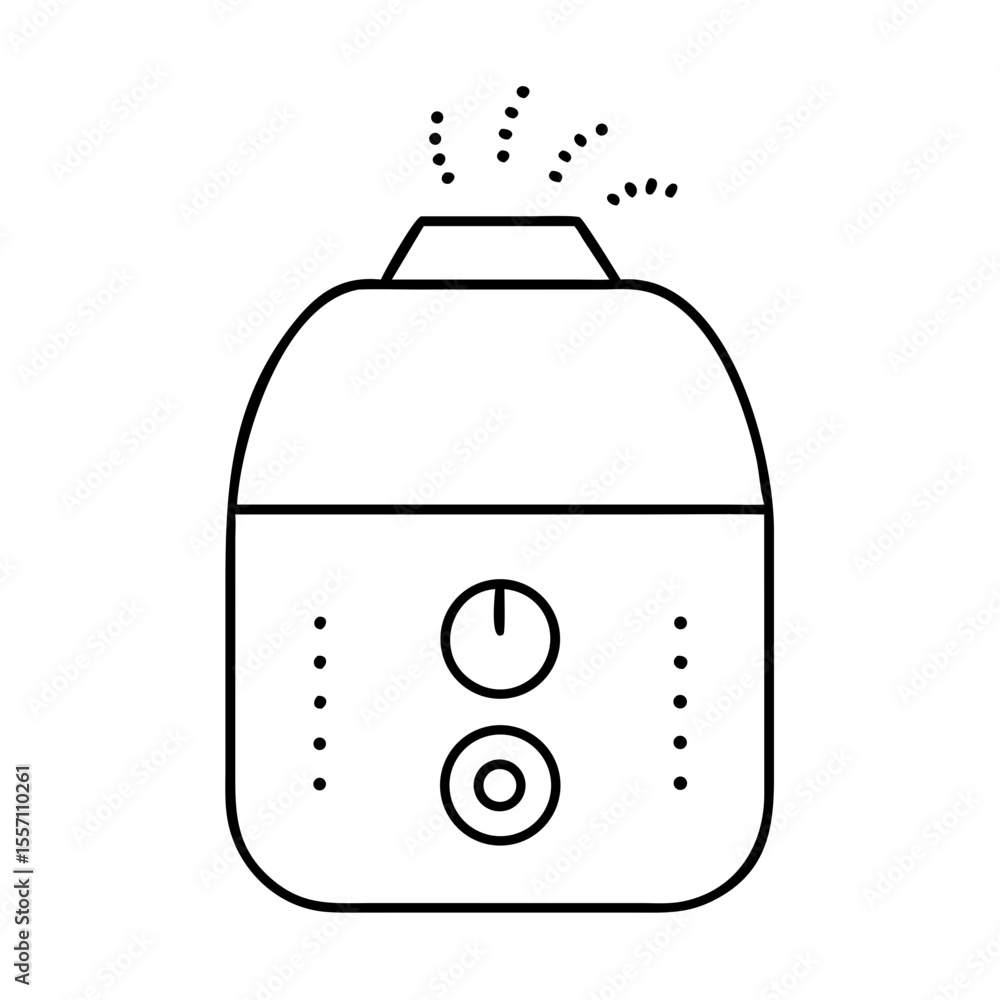 Poster simple humidifier icon for home appliance catalog. humidifier device with water steam and control bu