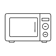 Obraz premium Simple microwave oven icon illustration. This kitchen appliance icon shows basic microwave controls and door. Clean line art design perfect for website icons or app interface.