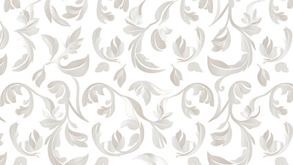 Obraz premium Elegant Silver Floral Damask Seamless Pattern: Subtle, Luxurious, and Sophisticated Design for Wallpaper, Fabric, and Packaging.